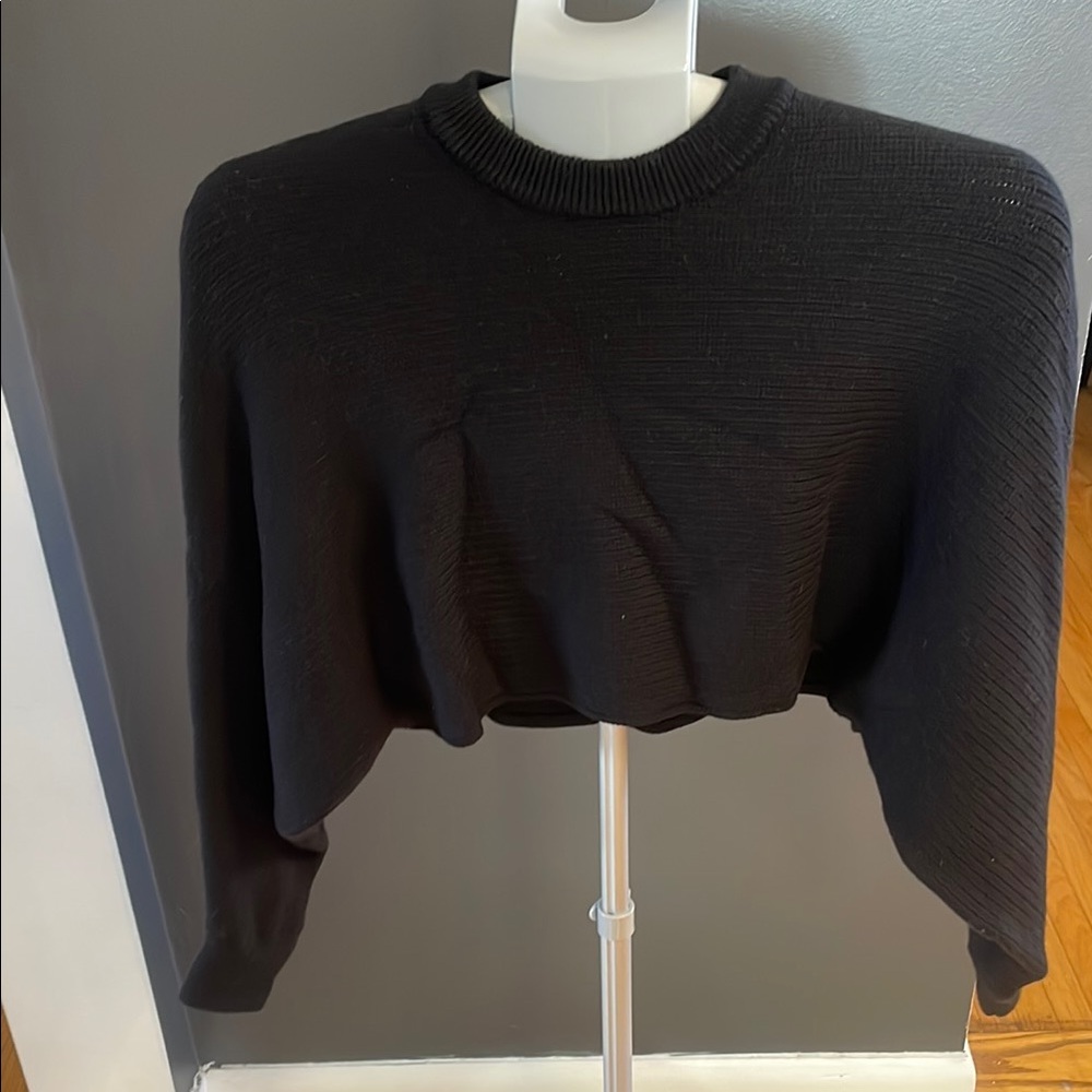 Wilfred Black Crew Neck Cropped Sweater